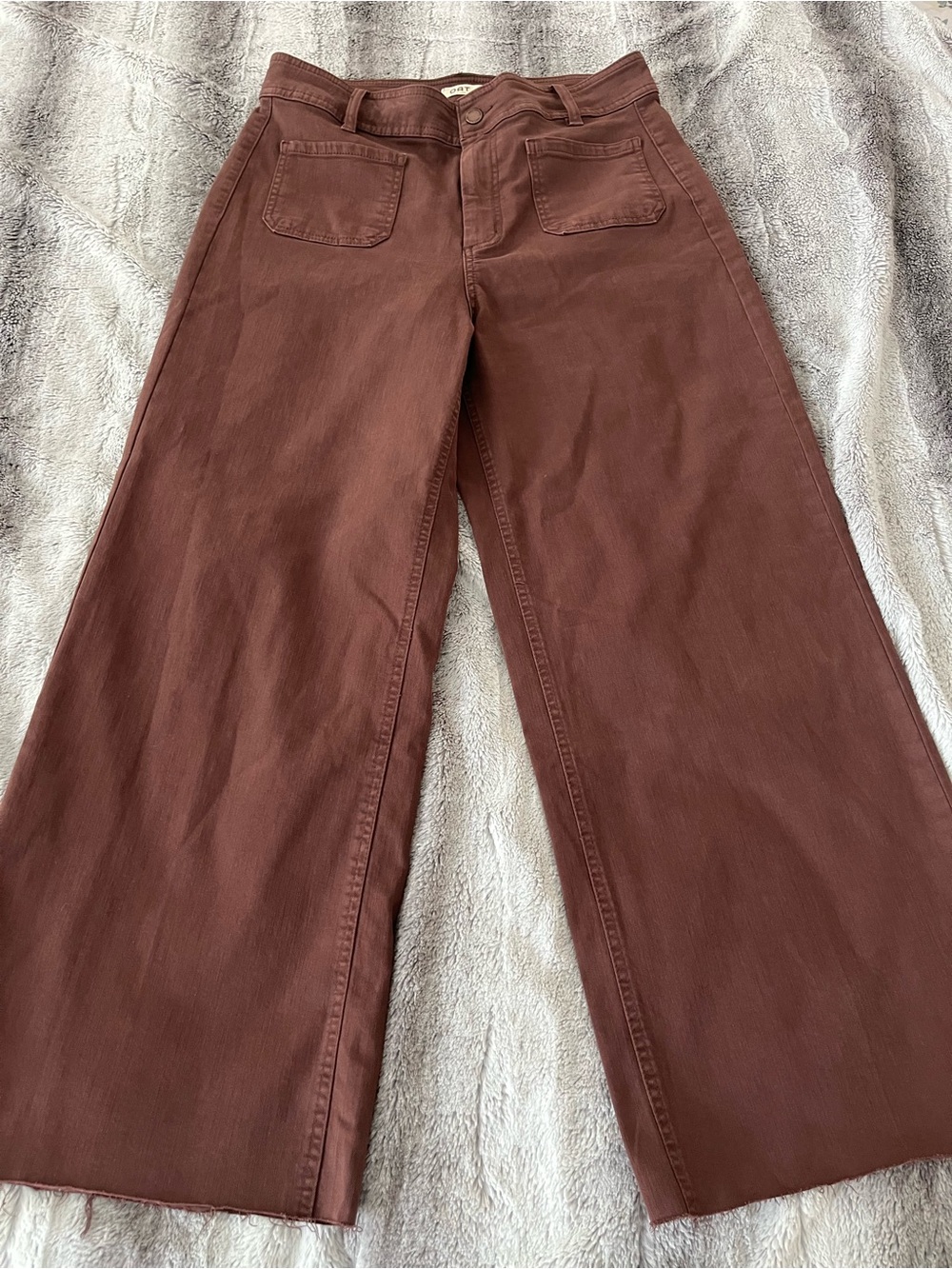 Oat New York Wide-Leg Jeans in Rust Brown